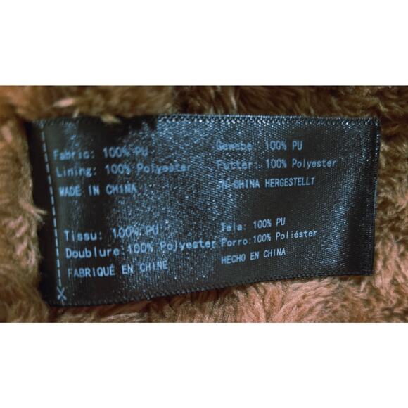 NWT Wenven Men's Polyurethane Blue Bomber Full Zip Jacket Sz 2XL Faux Fur Lined - Picture 10 of 10